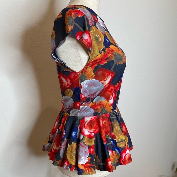 Alice + Olivia Womens Top XSmall Cap Sleeves Peplum Layered Tulle Exposed Zipper - Picture 4 of 11